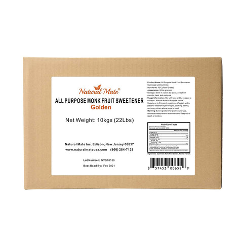 Monk Fruit Golden - All Purpose Erythritol Blend Sweetener | 10 KG or 22 LB/Carton (GRANULAR)